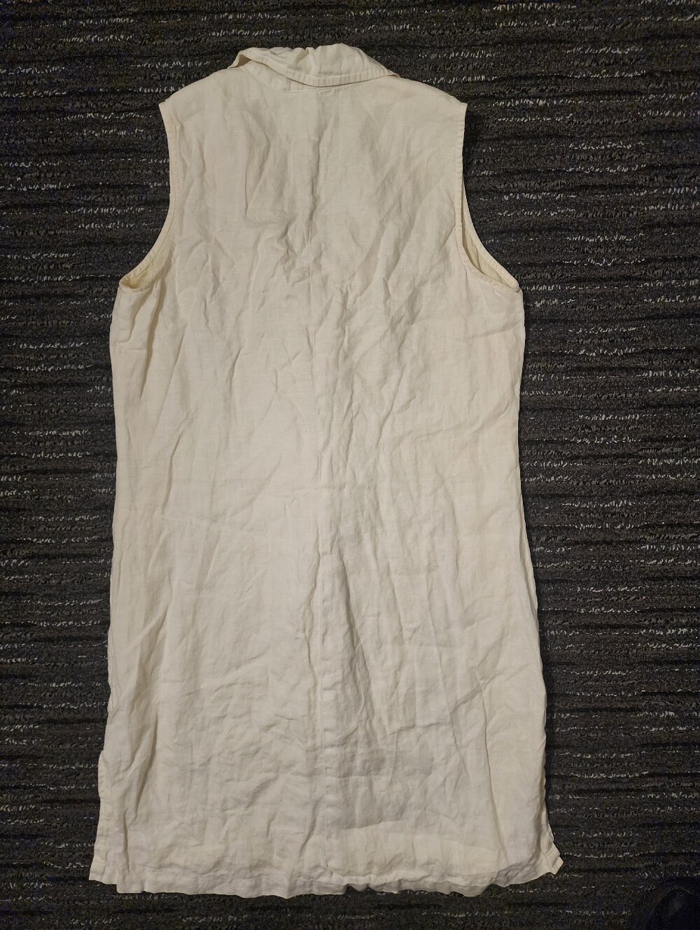 Vintage Valerie Stephens Pure Linen Button Front Dress Cream Embroidered Size 10 - Picture 2 of 8